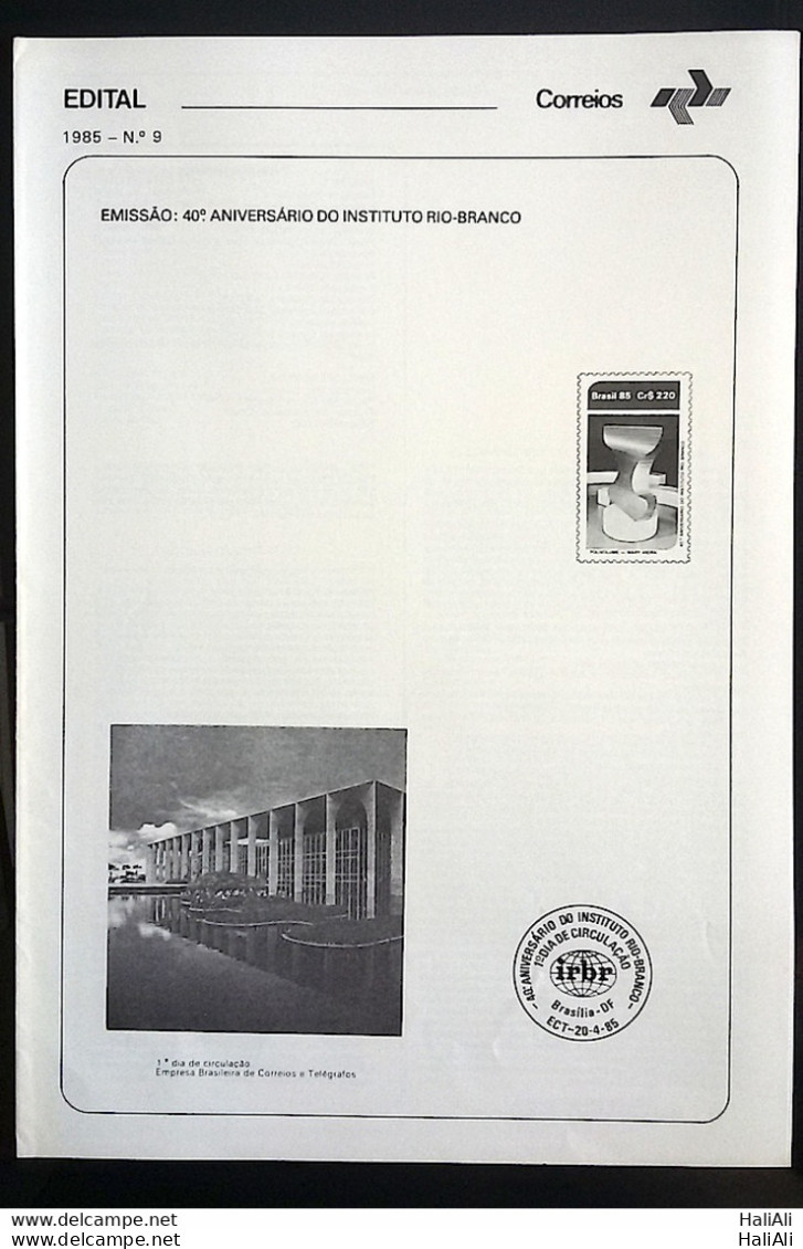 Brochure Brazil Edital 1985 09 Rio Branco Institute Diplomacy Law Without Stamp - Storia Postale