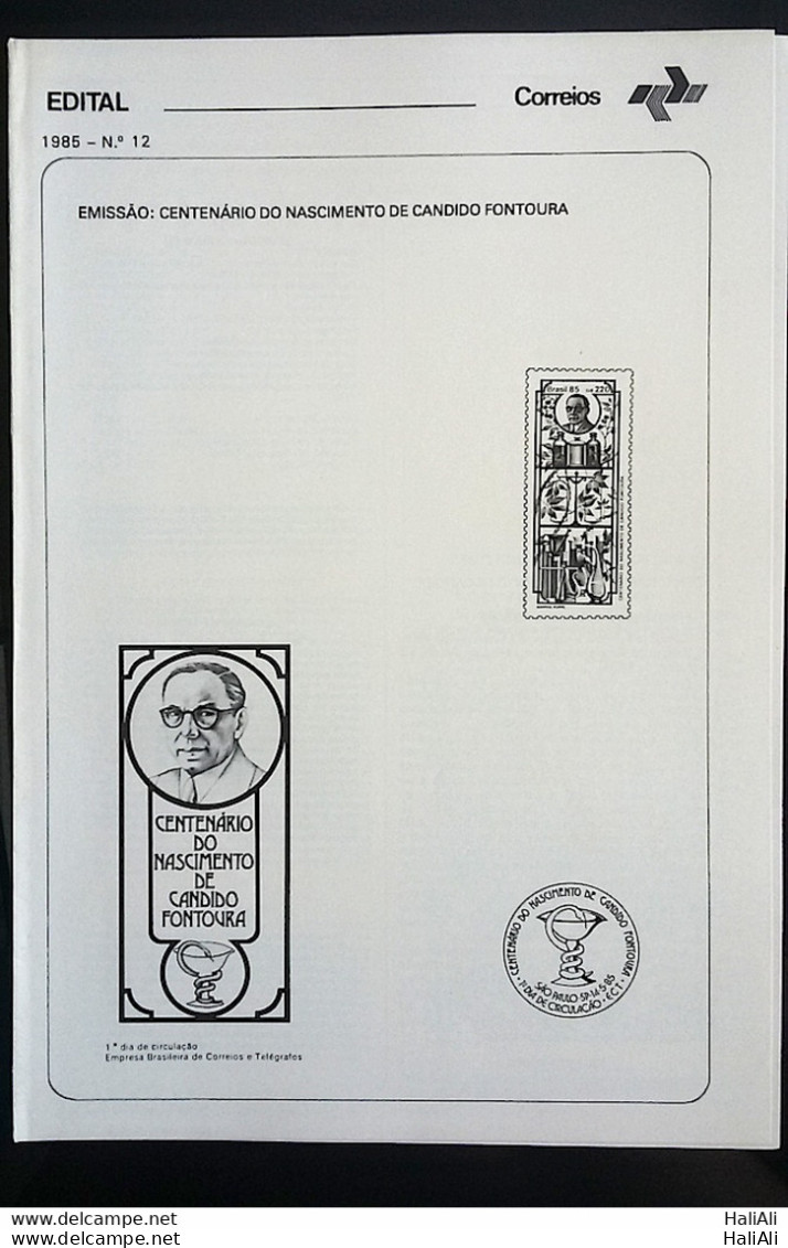 Brochure Brazil Edital 1985 12 Candido Fontoura Without Stamp - Cartas & Documentos
