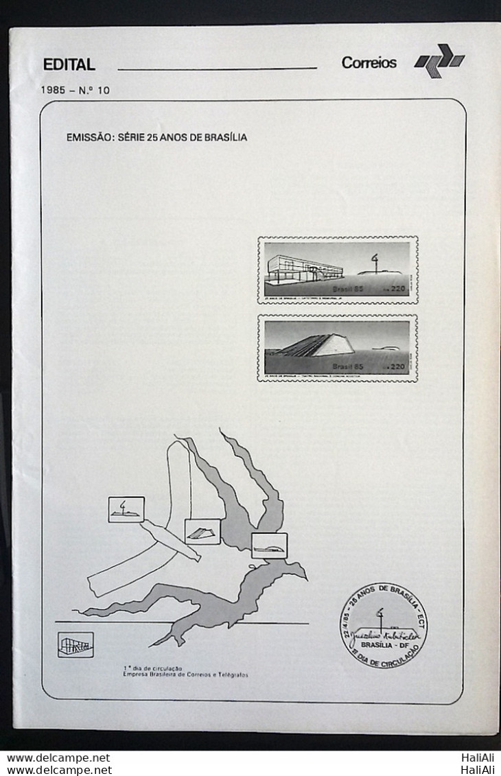 Brochure Brazil Edital 1985 10 Brasilia Theater Without Stamp - Storia Postale