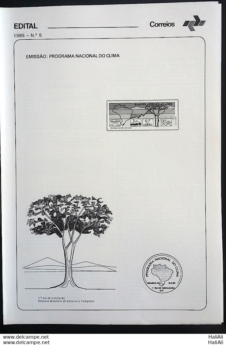 Brochure Brazil Edital 1985 06 National Climate Program Map Without Stamp - Cartas & Documentos