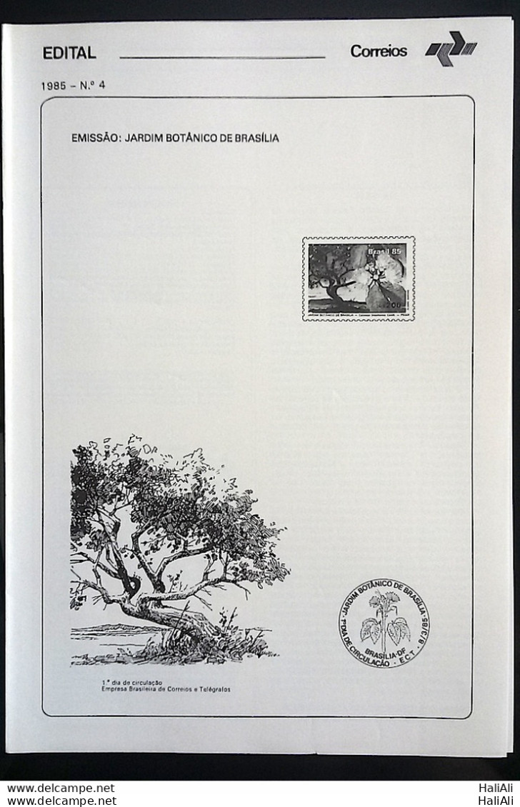 Brochure Brazil Edital 1985 04 Botanico Jardim Flora Brasilia Without Stamp - Cartas & Documentos