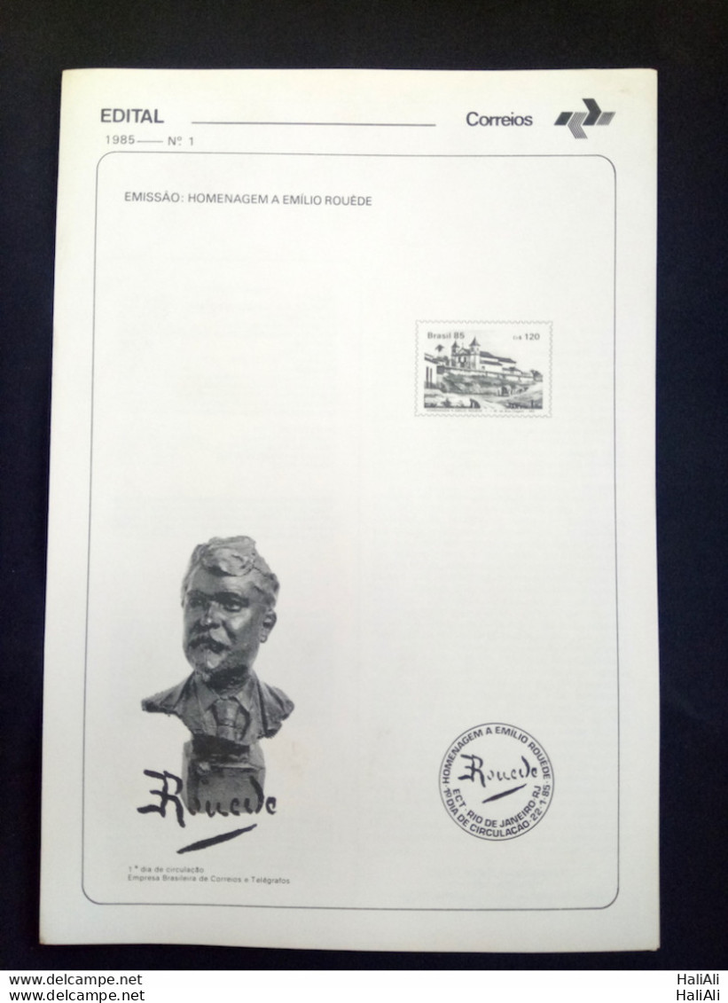 Brochure Brazil Edital 1985 01 Emilio Roude Art Without Stamp - Storia Postale