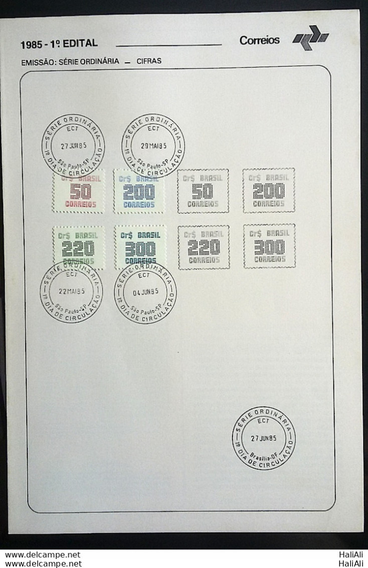 Brochure Brazil Edital 1985 01 Ciphes With Stamp Cpd Sp - Brieven En Documenten