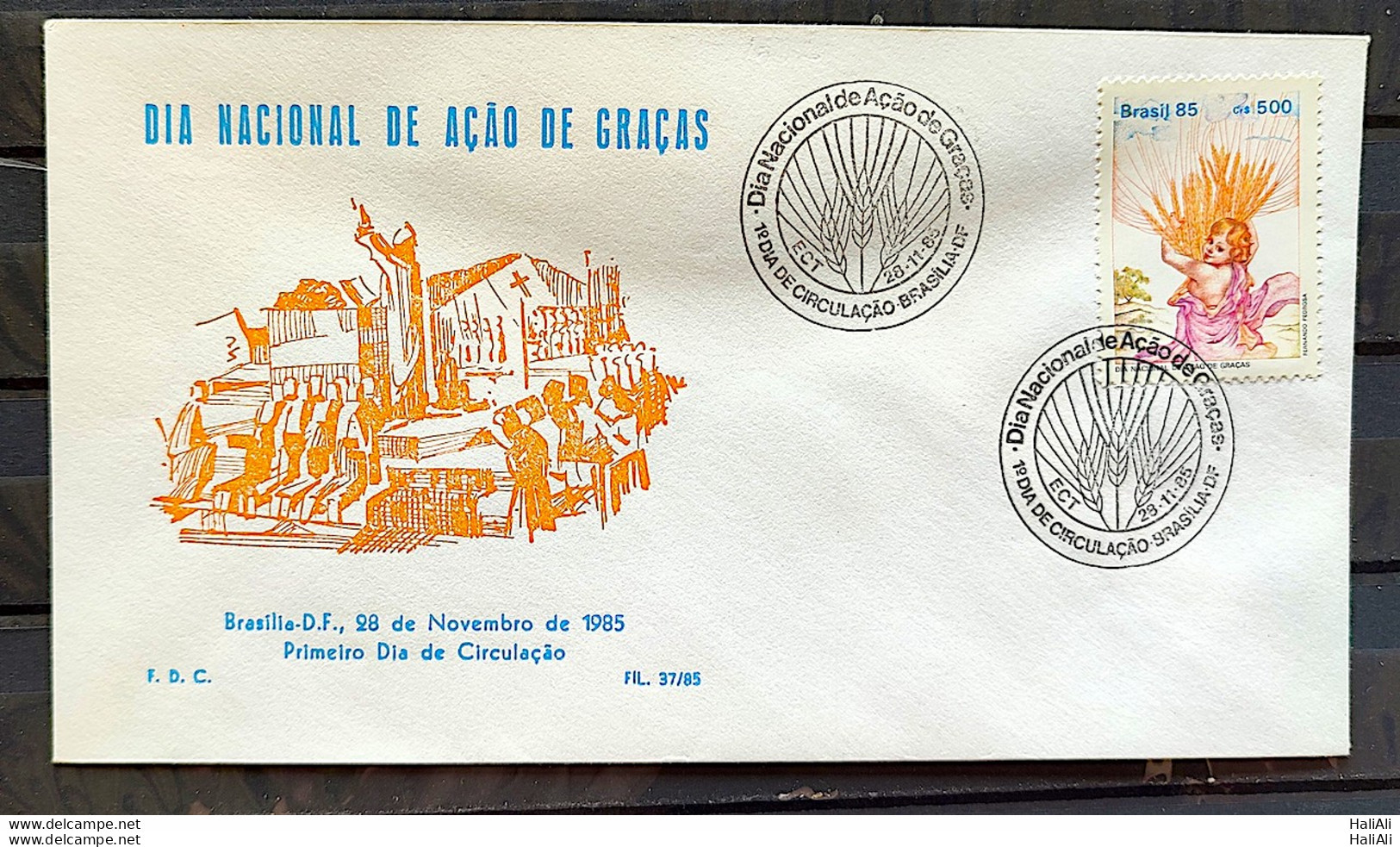 Brazil Envelope PVT FIL 037 1985 Thanksgiving Day CBC Brasilia - FDC