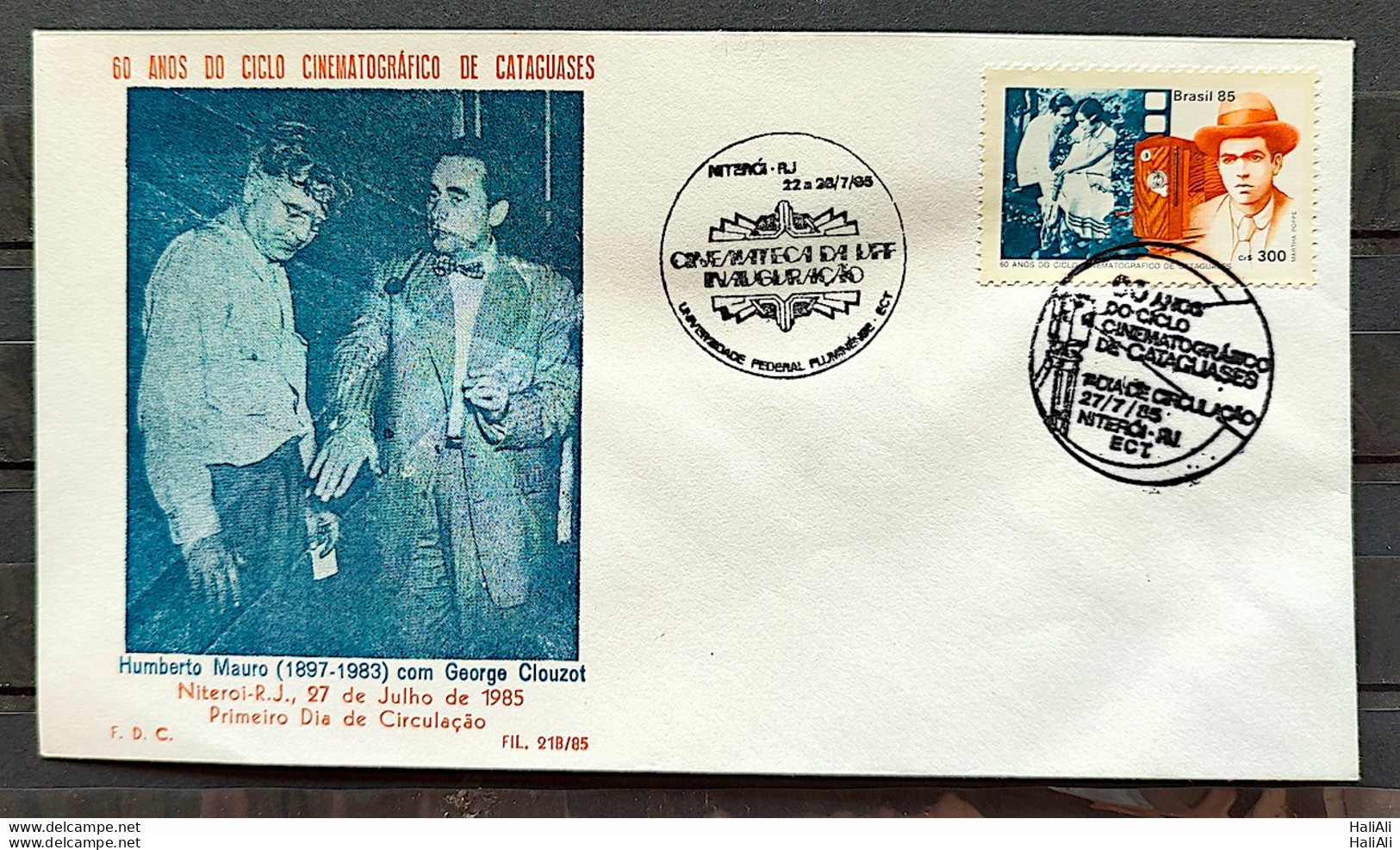 Brazil Envelope PVT FIL 21B 1985 Cinema Cataguases Arte CBC RJ - FDC