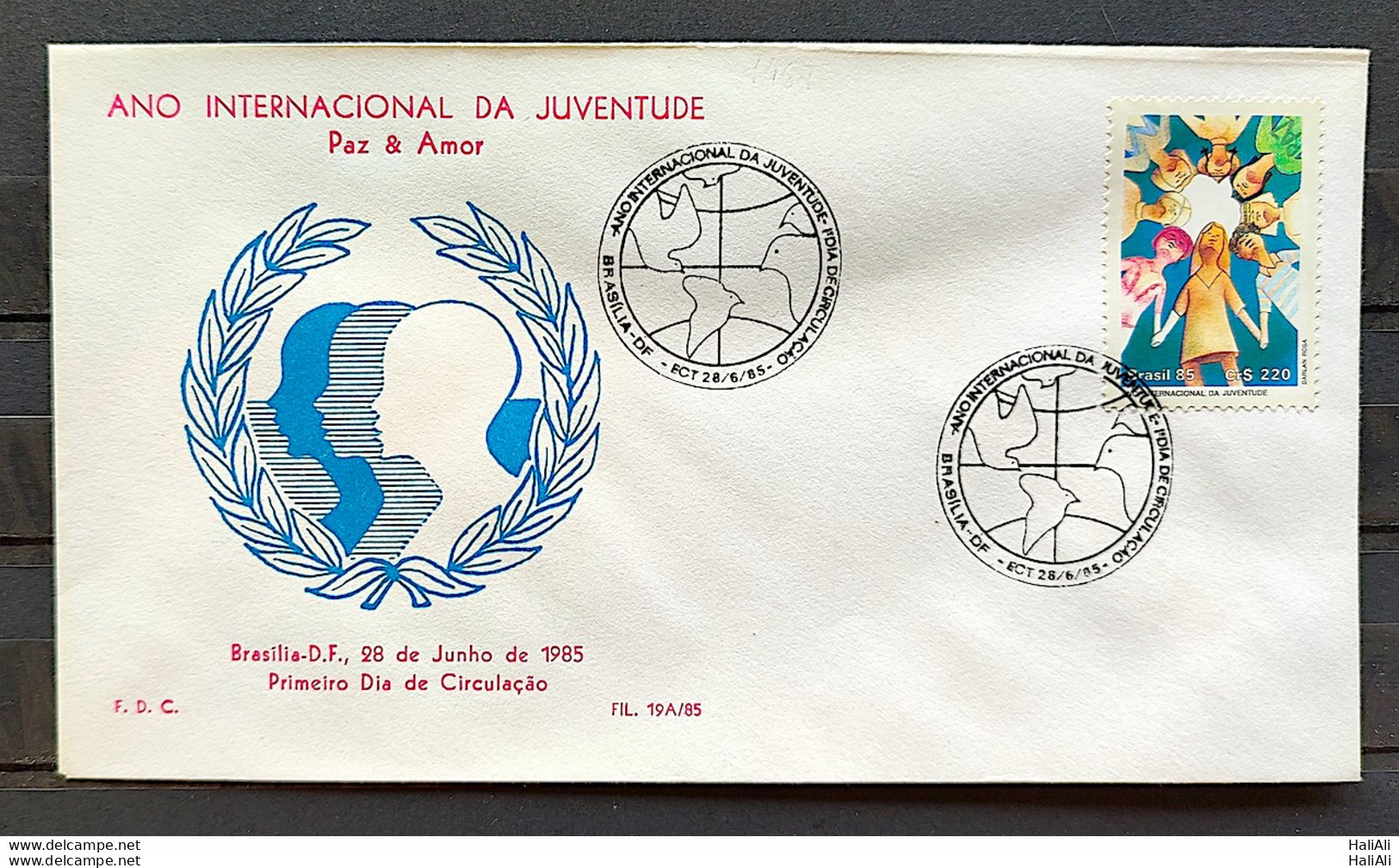Brazil Envelope PVT FIL 19A 1985 International Year Of Youth CBC Brasilia - FDC