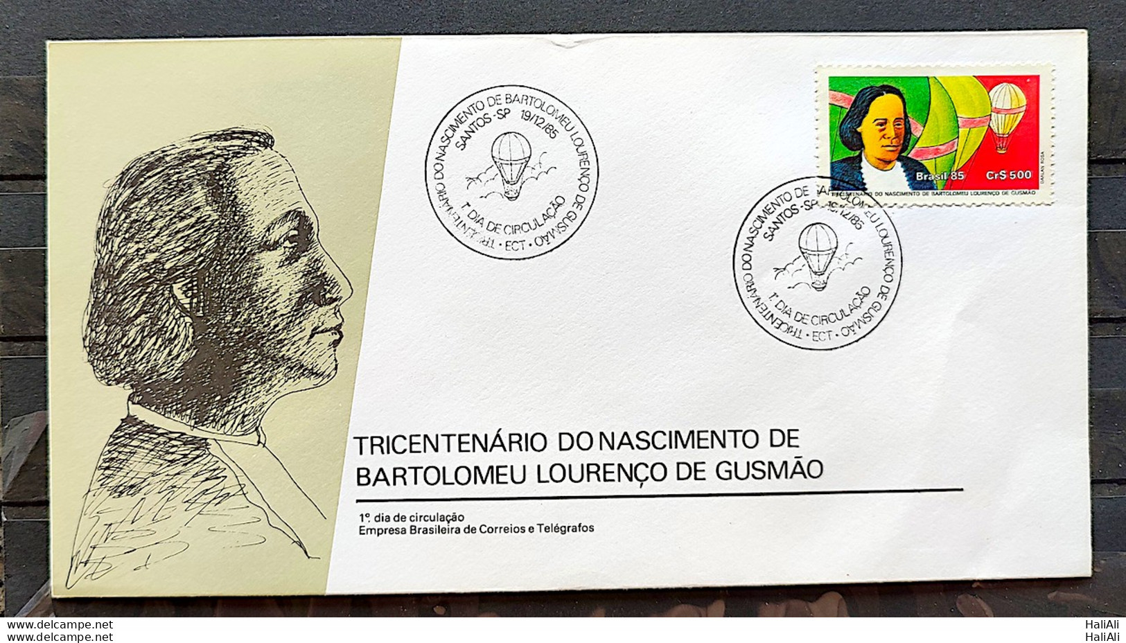 Brazil Envelope FDC 387 1985 Padre Bartolomeu De Gusmao CBC SP 02 - FDC