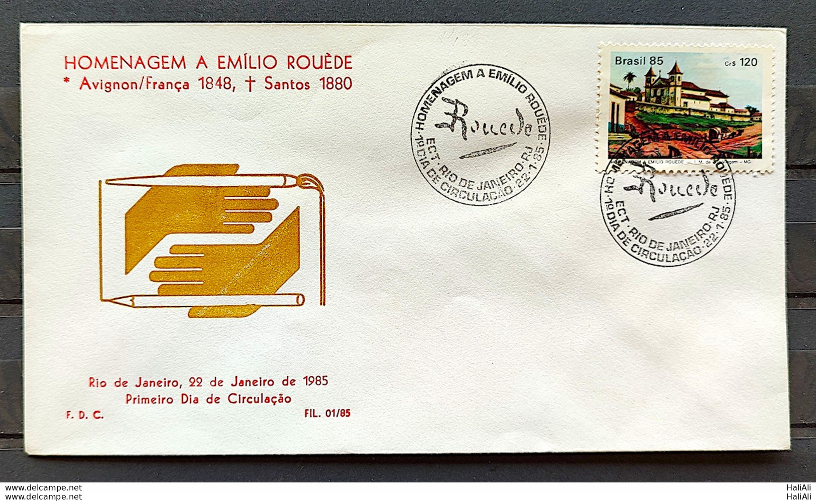 Brazil Envelope PVT FIL 001 1985 Emilio Rouede Church CBC RJ - FDC