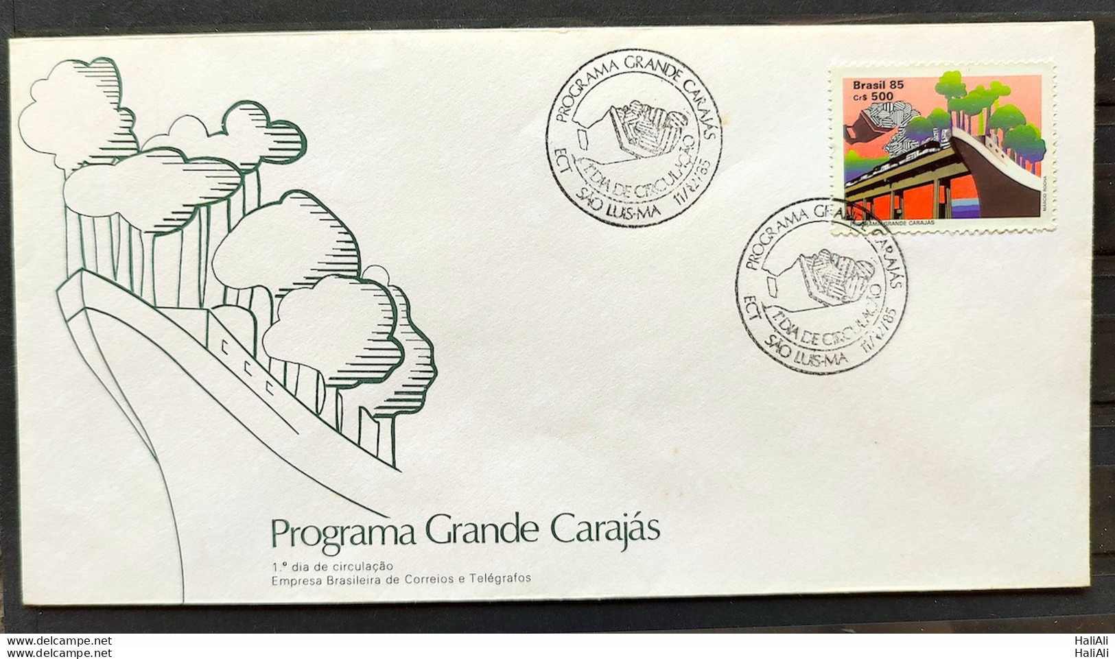 Brazil Envelope FDC 386 1985 Grande Carajas Ship Train CBC MA 02 - FDC