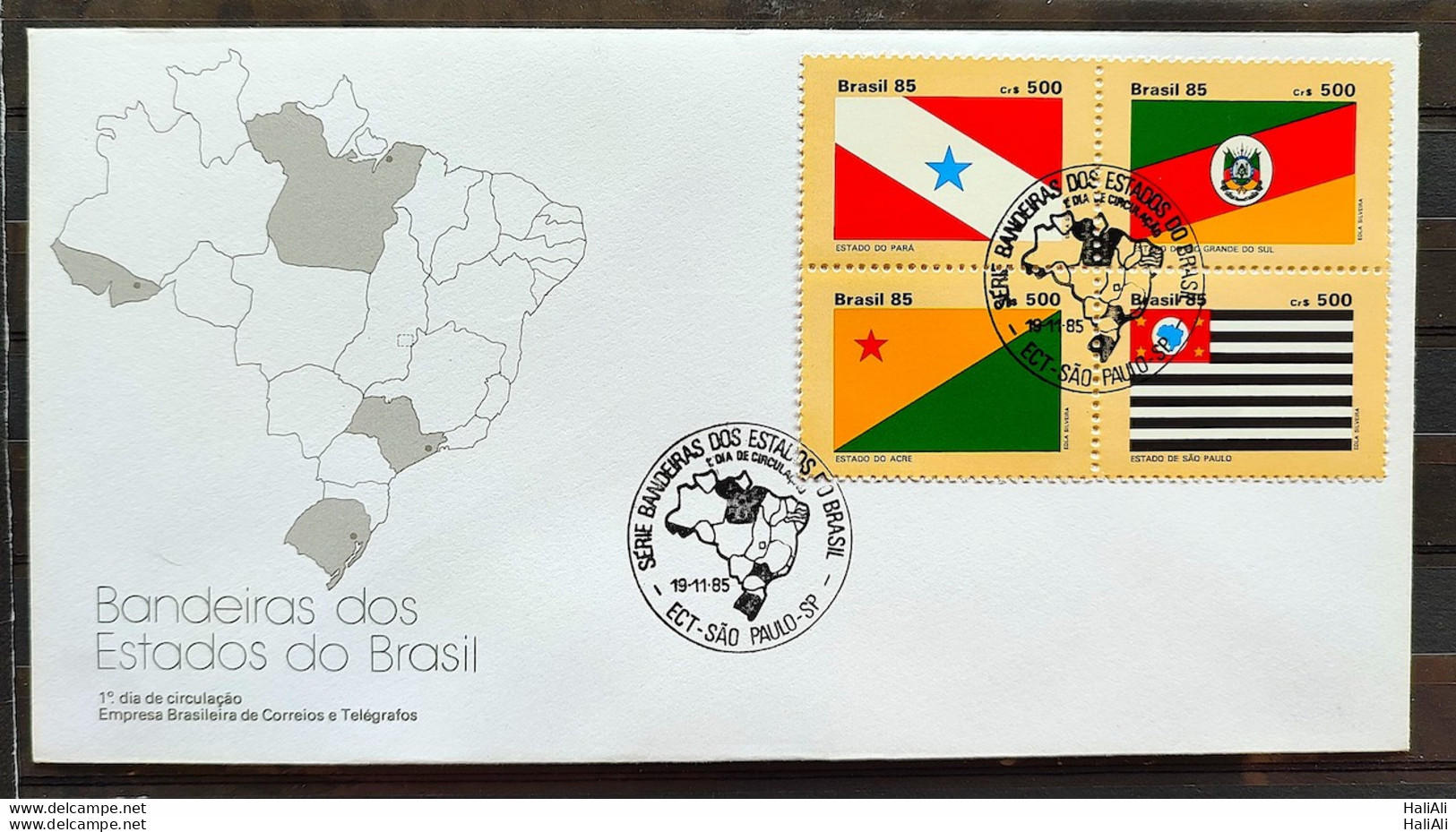 Brazil Envelope FDC 384 1985 Flag Of States AC RS To CBC SP - FDC