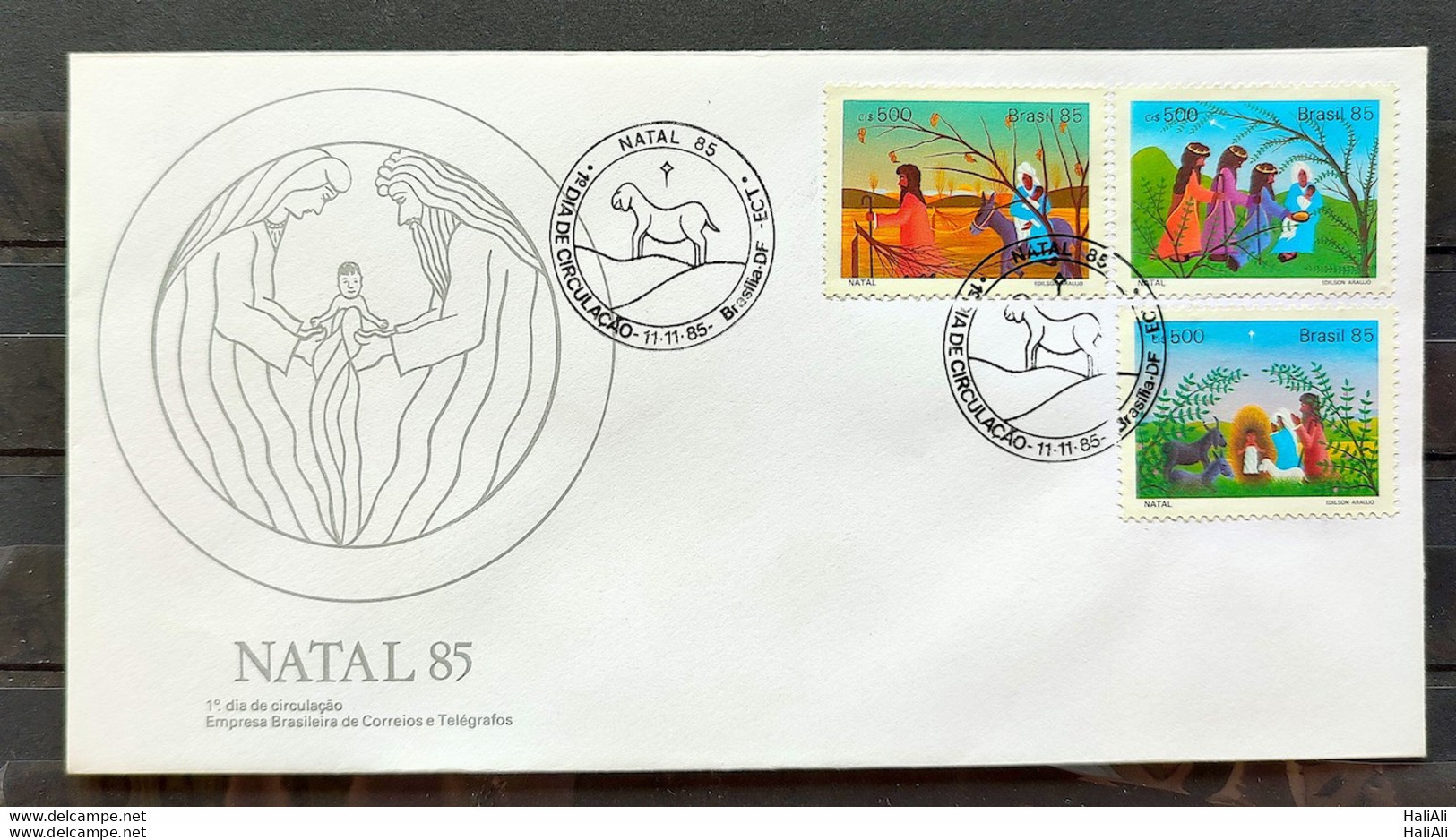 Brazil Envelope FDC 383 1985 Christmas Religion CBC Brasilia 01 - FDC