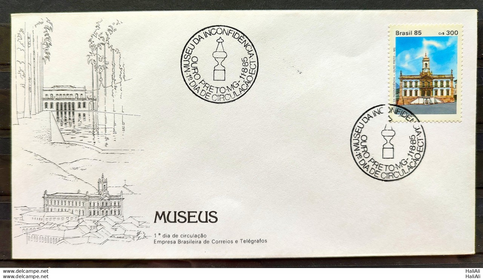 Brazil Envelope FDC 371 1985 Museums Ouro Preto CBC MG 01 - FDC