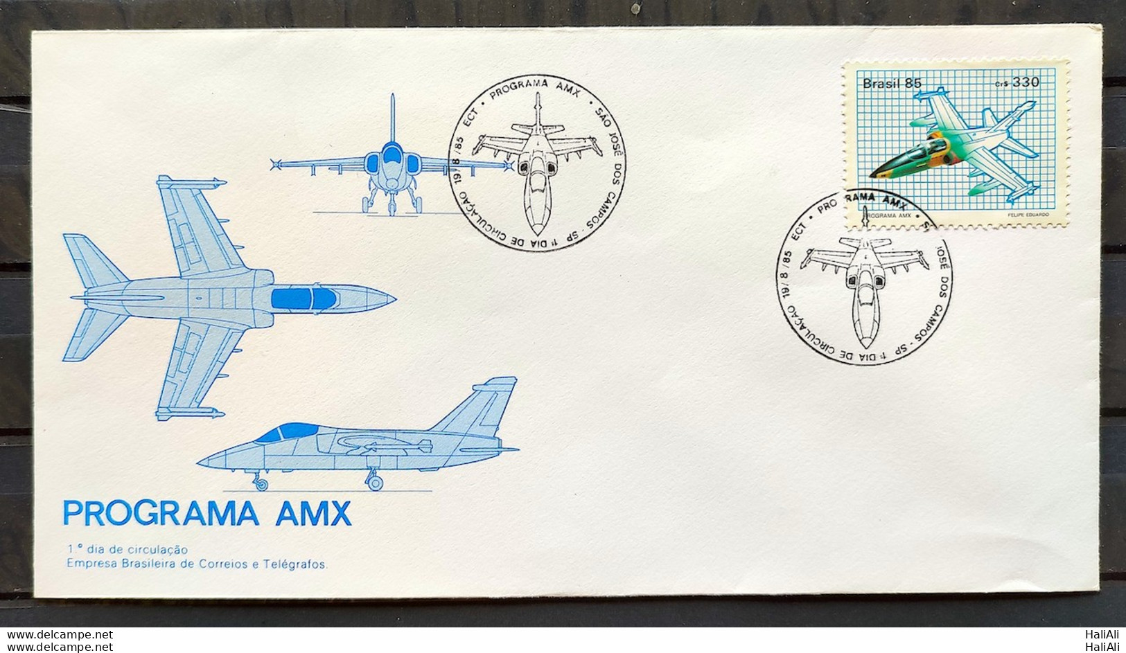 Brazil Envelope FDC 373 1985 Program AMX Military Aviation CBC SP - FDC