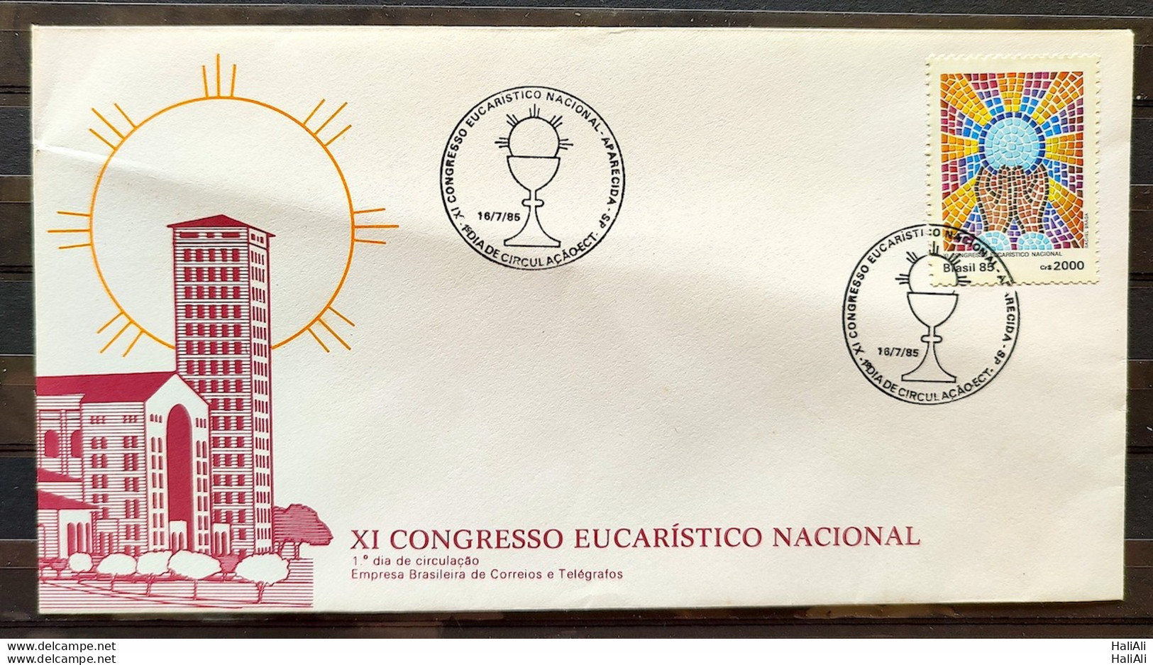 Brazil Envelope FDC 368 1985 Eucharistic Congress Religion CBC SP 02 - FDC