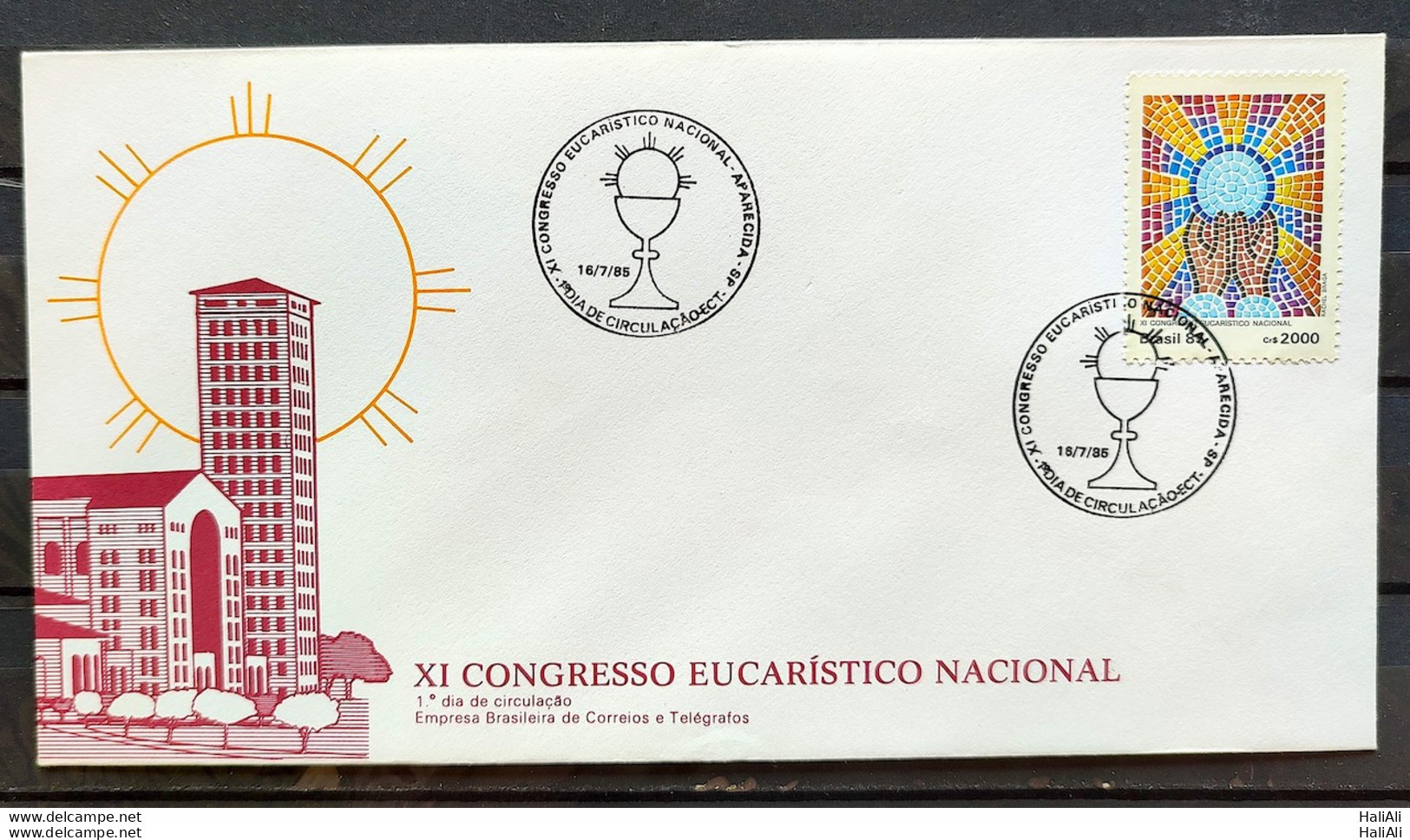 Brazil Envelope FDC 368 1985 Eucharistic Congress Religion CBC SP 03 - FDC