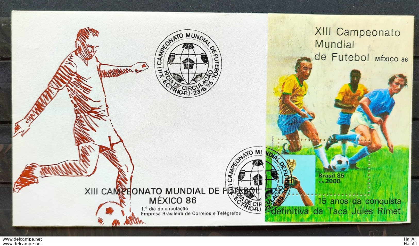 Brazil Envelope FDC 366 1985 Football World Cup Mexico CBC RJ 01 - FDC