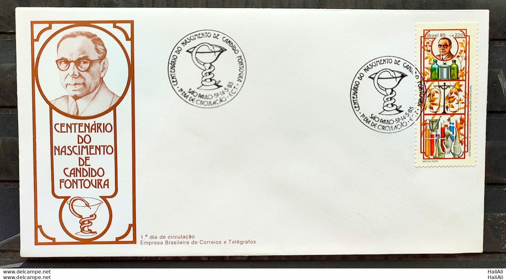 Brazil Envelope FDC 360 1985 Candido Fontoura Farmacia Ciencia Saude CBC SP 01 - FDC