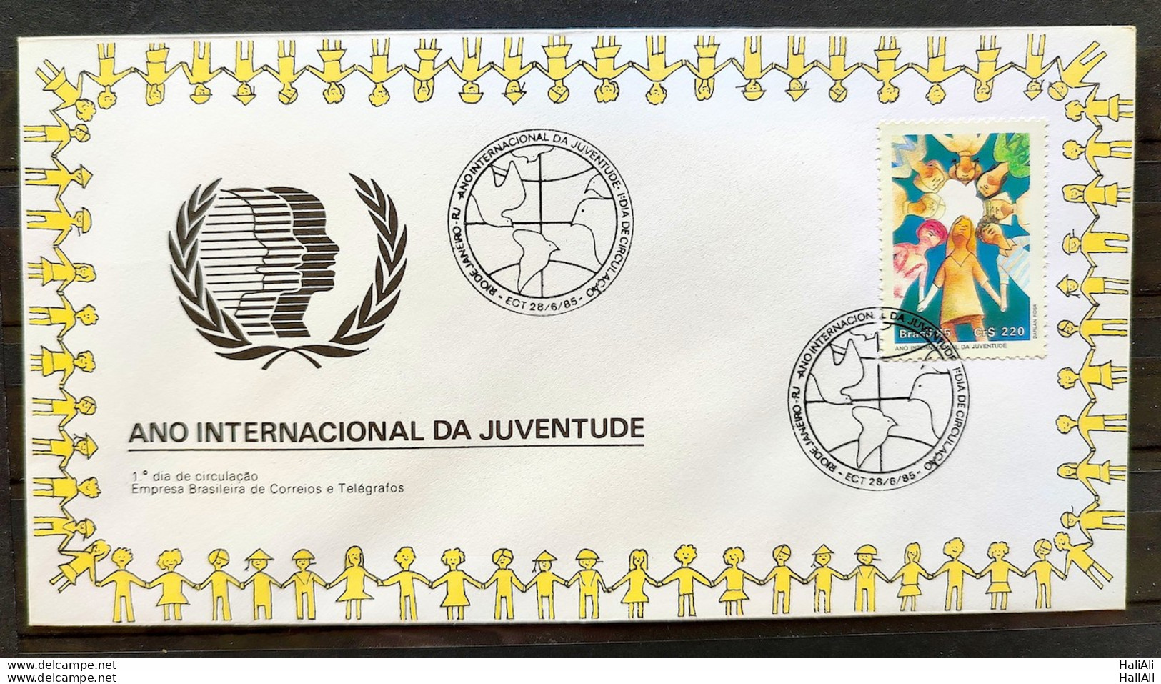 Brazil Envelope FDC 367 1985 International Year Of Youth CBC RJ 01 - FDC