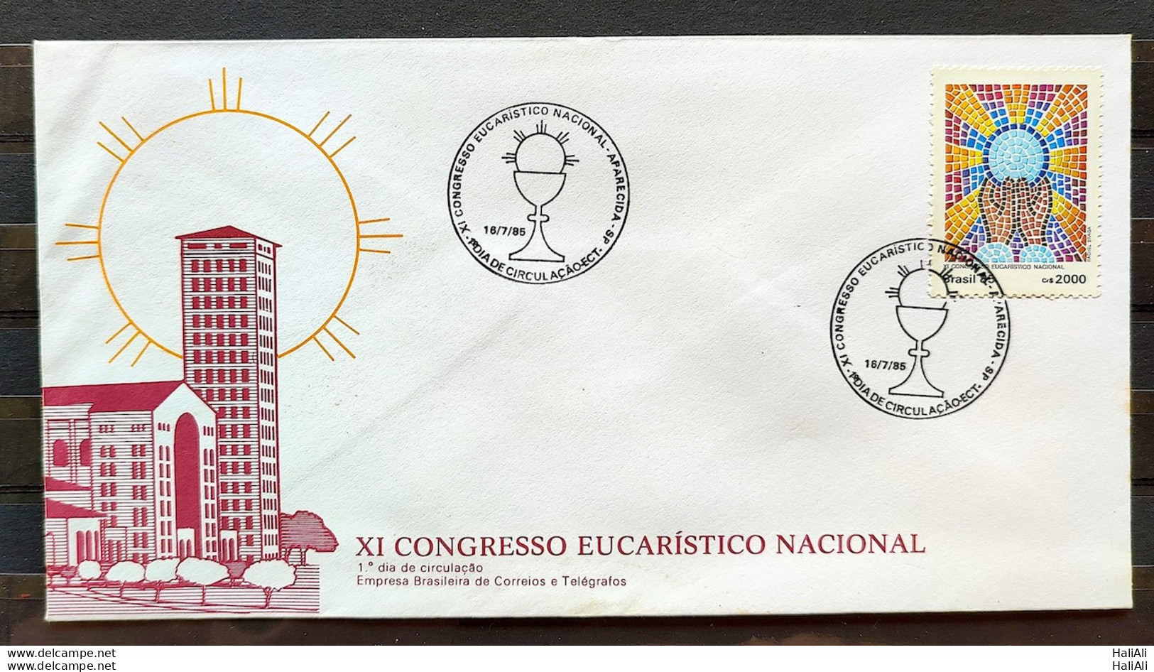 Brazil Envelope FDC 368 1985 Eucharistic Congress Religion CBC SP 01 - FDC