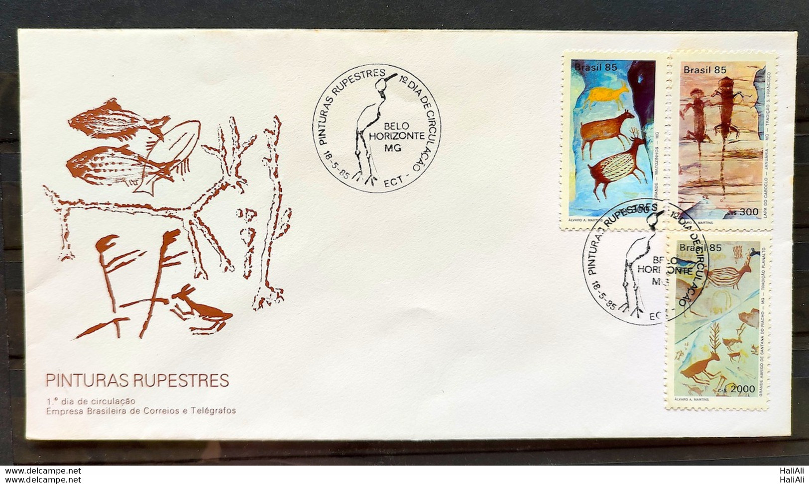 Brazil Envelope FDC 361 1985 Cave Paintings Art Pre History CBC MG 01 - FDC