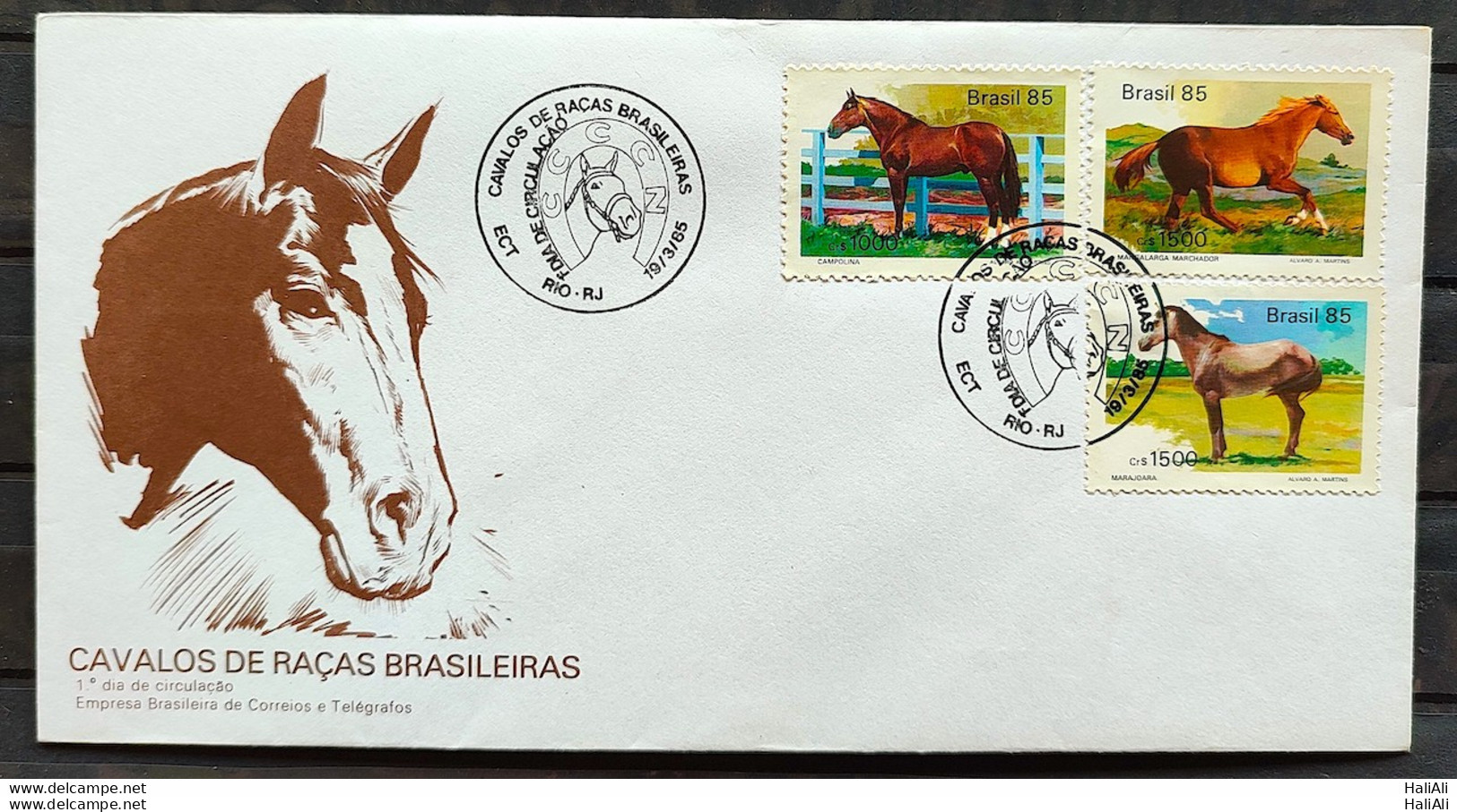 Brazil Envelope FDC 355 1985 Horses CBC RJ - FDC