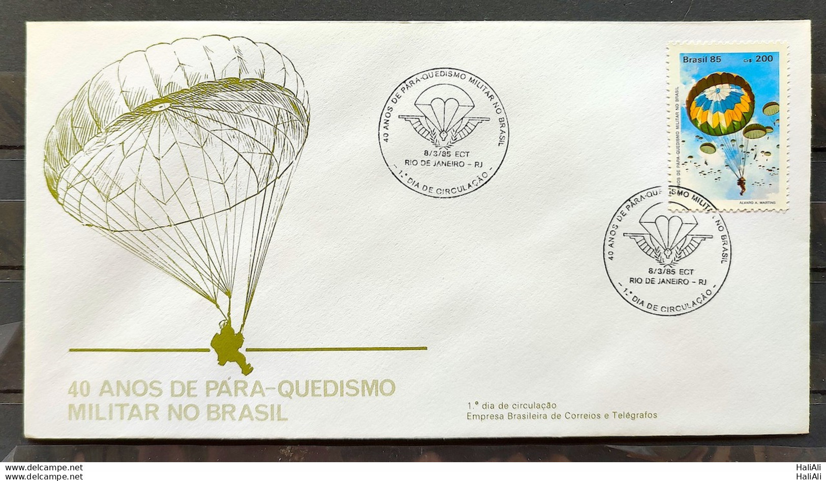 Brazil Envelope FDC 353 1985 Military Parachute Skydiver CBC RJ 02 - FDC