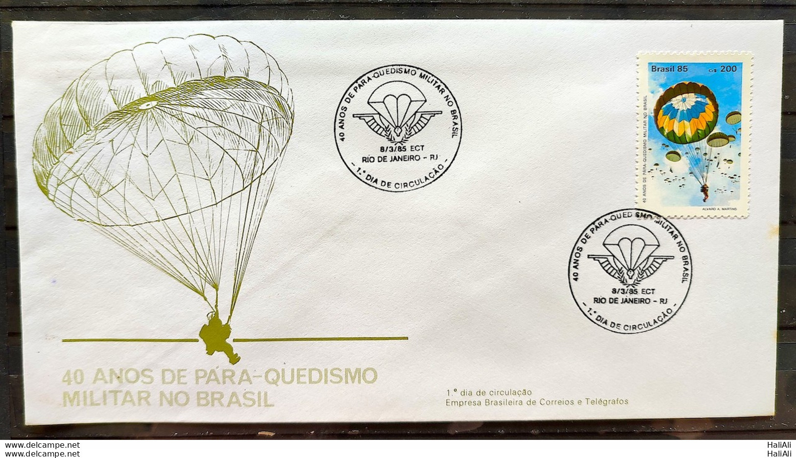 Brazil Envelope FDC 353 1985 Military Parachute Skydiver CBC RJ 01 - FDC