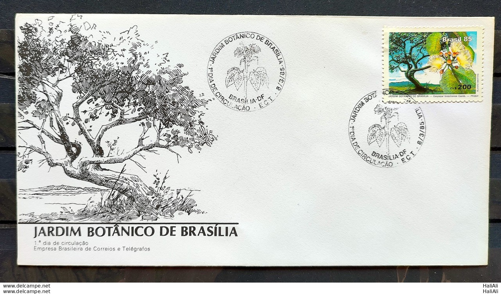 Brazil Envelope FDC 352 1985 Botanical Garden Environment CBC Brasilia 01 - FDC