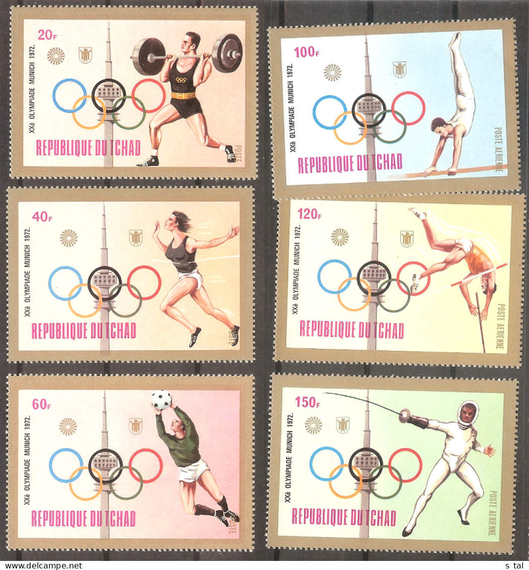 CHAD Olympic Games-72(fencing,soccer) Set 6 Stamps MNH - Andere & Zonder Classificatie