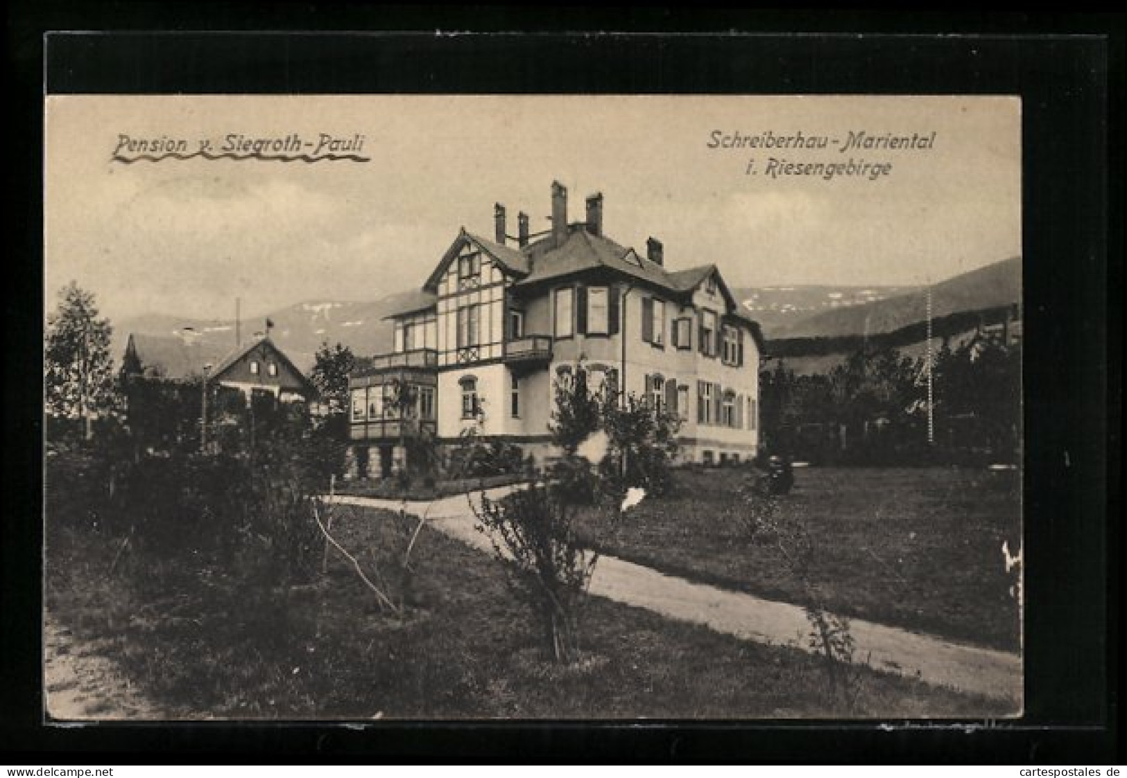 AK Schreiberhau-Mariental I. Riesengebirge, Hotel-Pension Von Siegroth-Pauli  - Schlesien