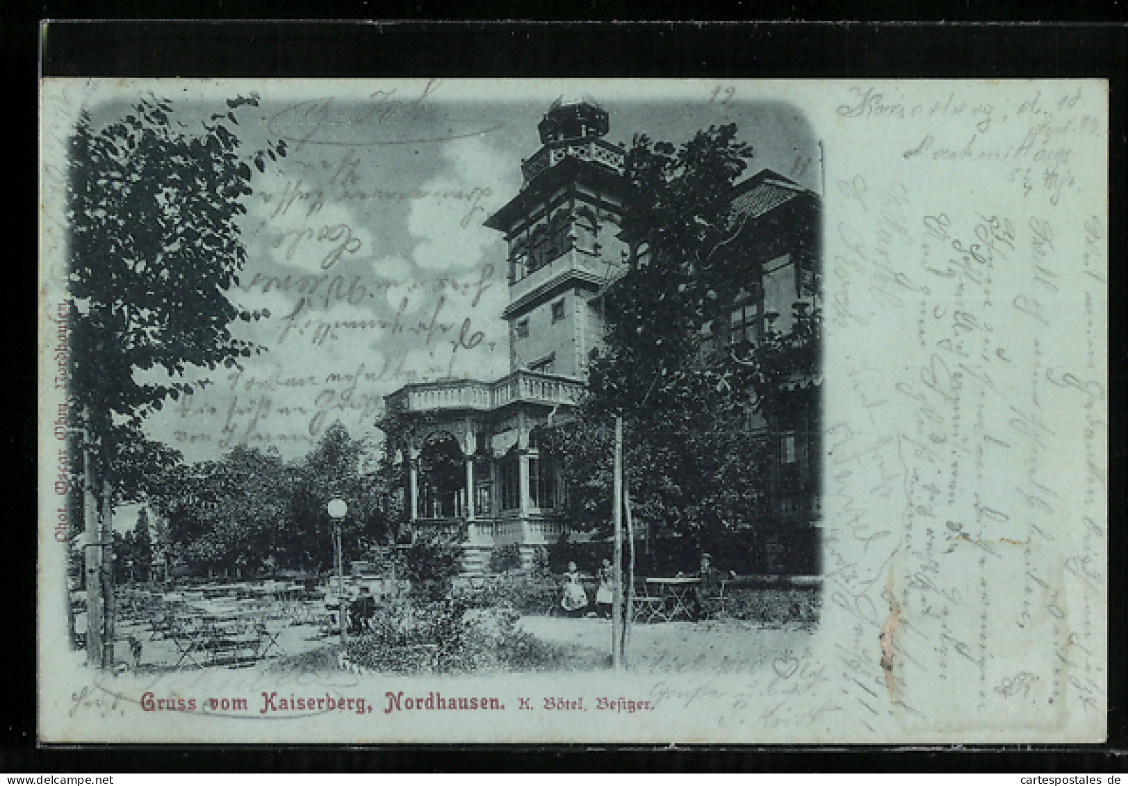 Mondschein-AK Nordhausen, Gasthaus Kaiserberg Von K. Bötel  - Nordhausen