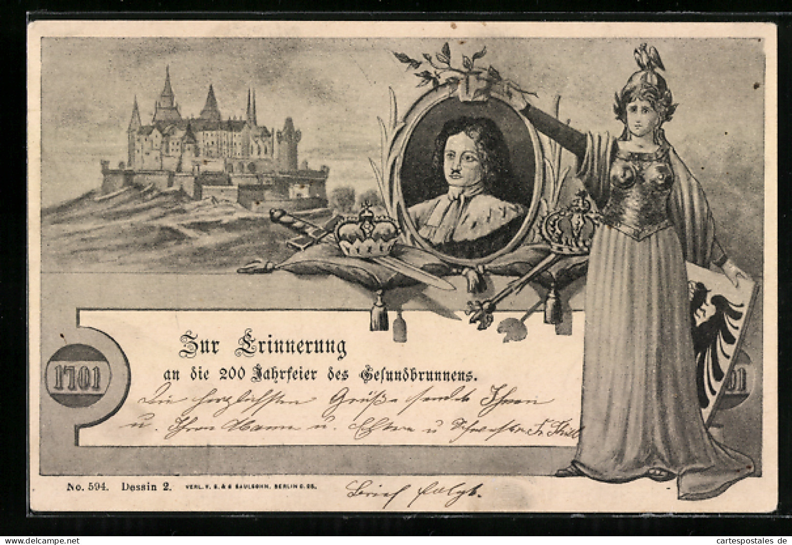Lithographie Berlin-Wedding, Festpostkarte, 200-Jahrfeier Des Gesundbrunnens 1701  - Wedding