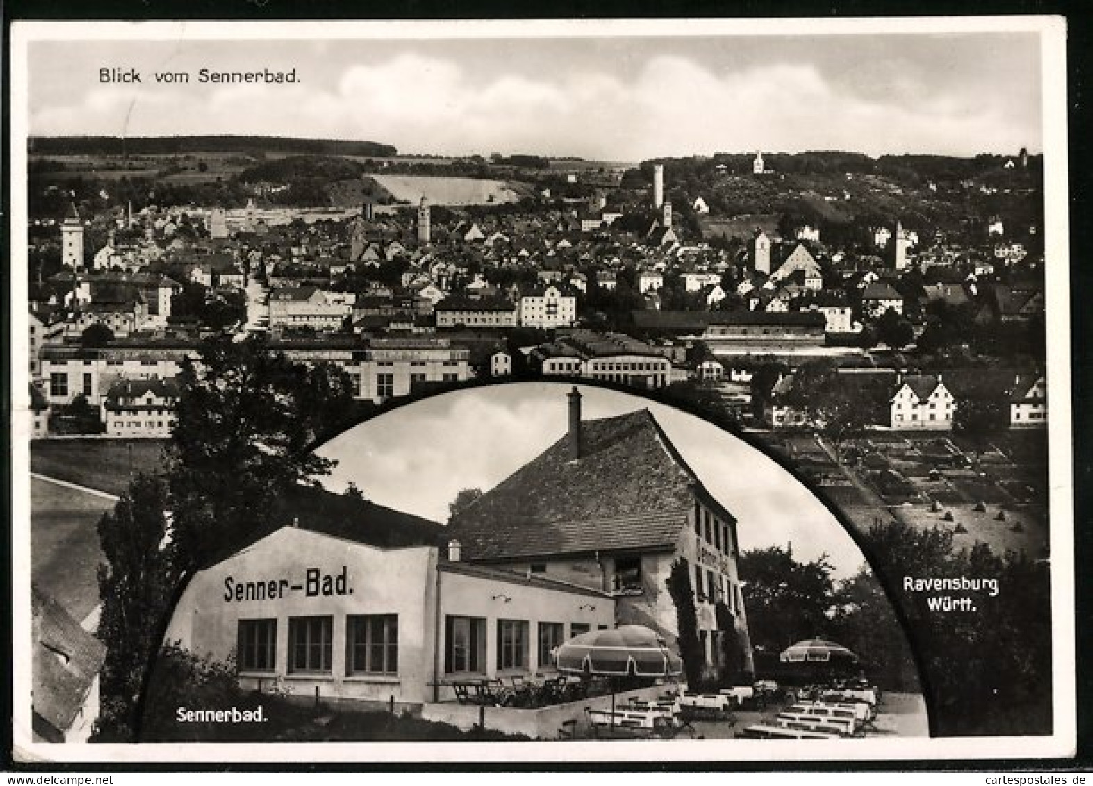 AK Ravensburg, Gasthaus Senner-Bad, Teilansicht Der Stadt  - Ravensburg