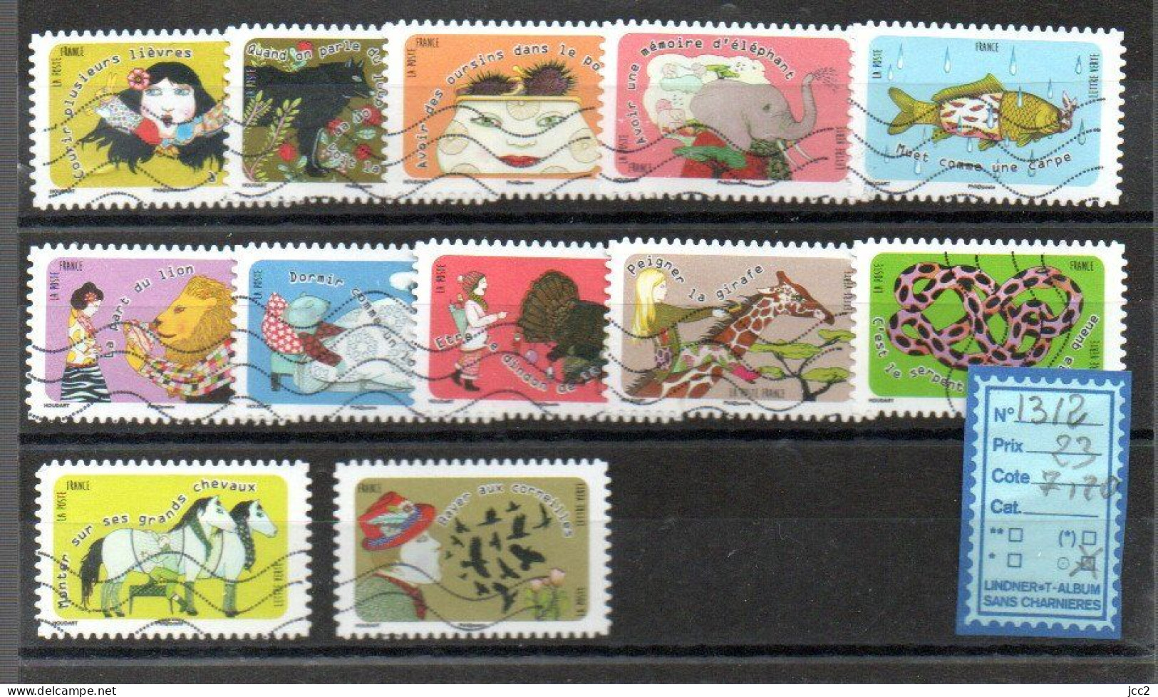 FRANCE AUTOCOLLANTS OBLITERES - N°1312/23 - Used Stamps