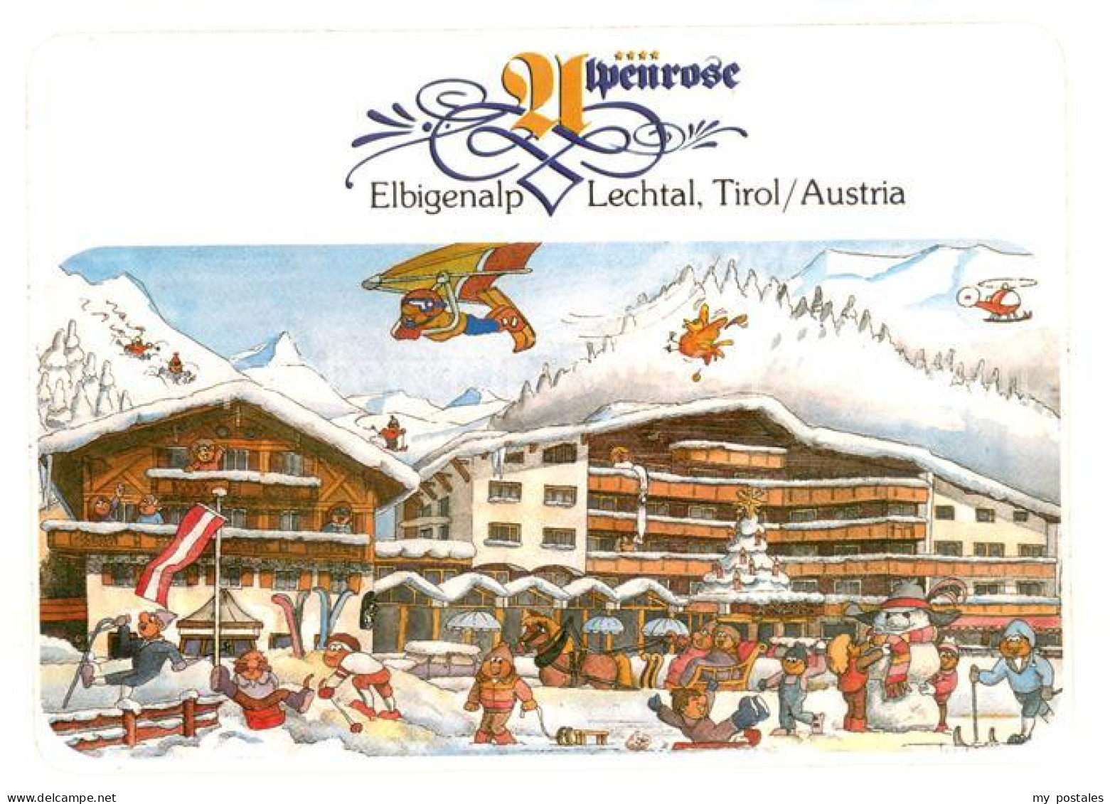 73641629 Elbigenalp Sporthotel Alpenrose Illustration Kuenstlerkarte Elbigenalp - Sonstige & Ohne Zuordnung