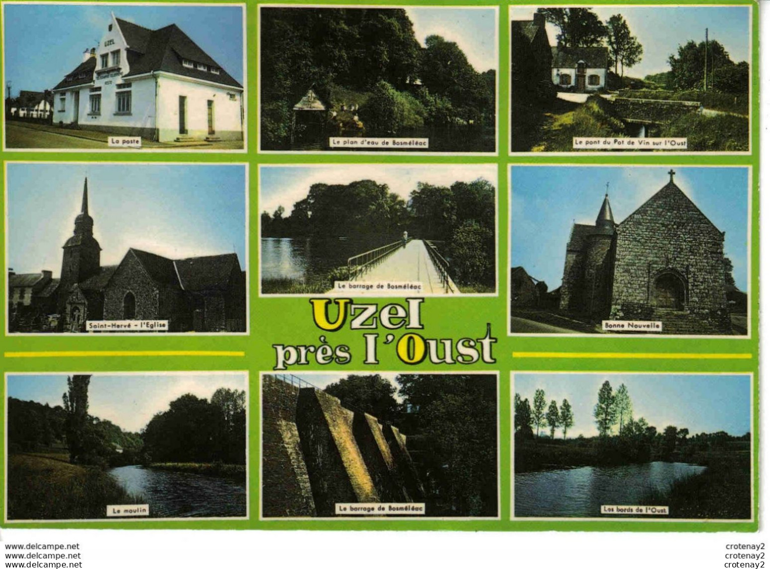 22 UZEL PRES L'OUST Vers Loudéac Multivues Poste Plan D'eau Et Barrage De Bosméléac Moulin Pont Du Pot De Vin VOIR DOS - Loudéac
