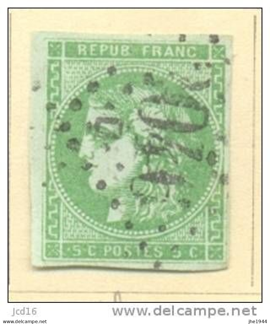France N° 42B Ceres Emission De Bordeaux 5 C Vert Jaune - 1870 Ausgabe Bordeaux