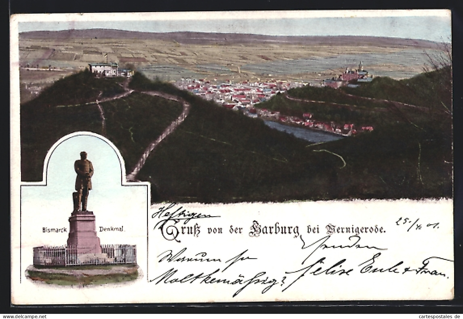 AK Wernigerode / Harz, Gesamtansicht Und Bismarck-Denkmal  - Wernigerode