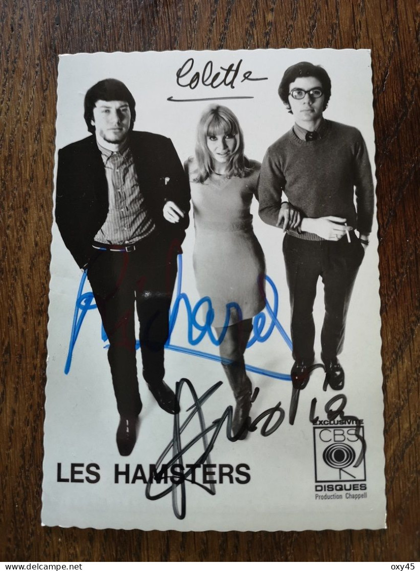 Carte Pub Artiste - Les Hamsters - CBS Disque + Autographe Dédicace - Sänger Und Musikanten