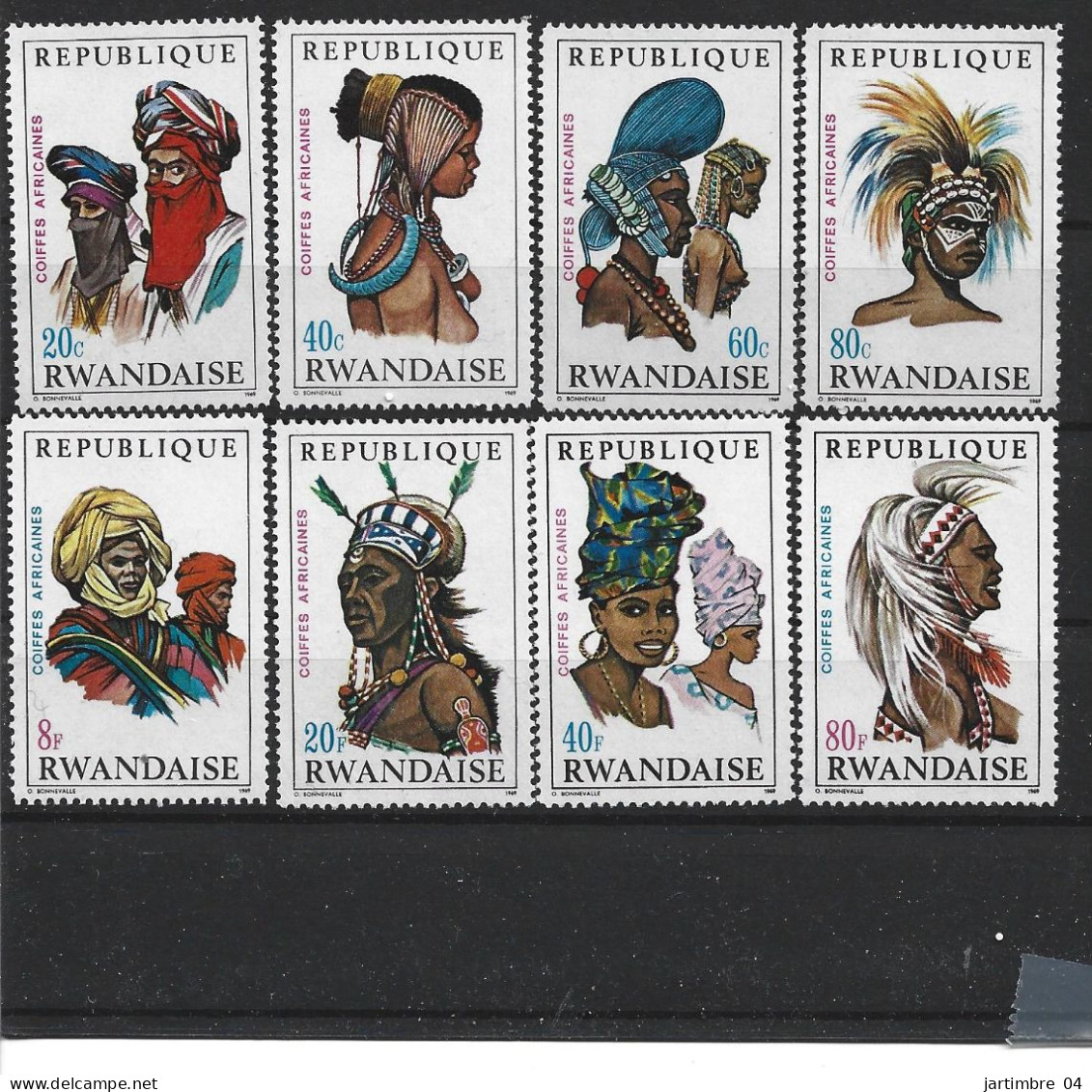 1969 RWANDA 301-08** Coiffes - Ongebruikt