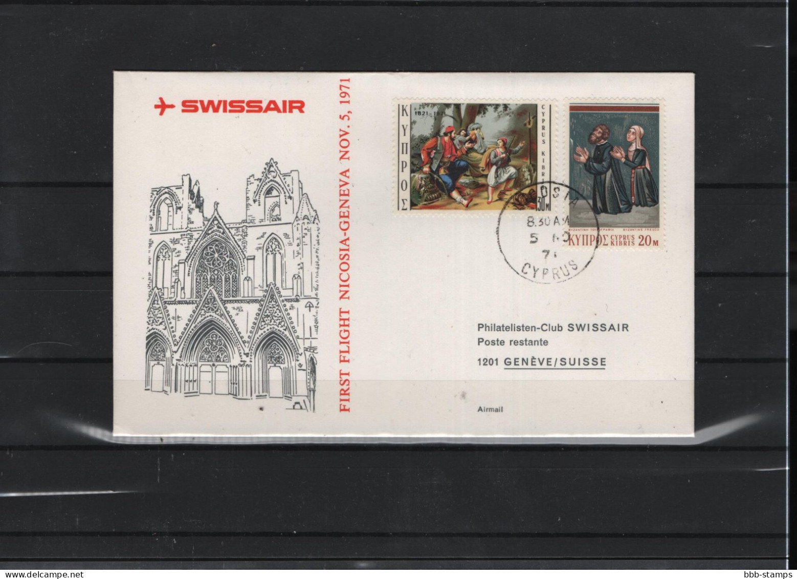 Schweiz Luftpost FFC Swissair  5.11.1971 - Erst- U. Sonderflugbriefe