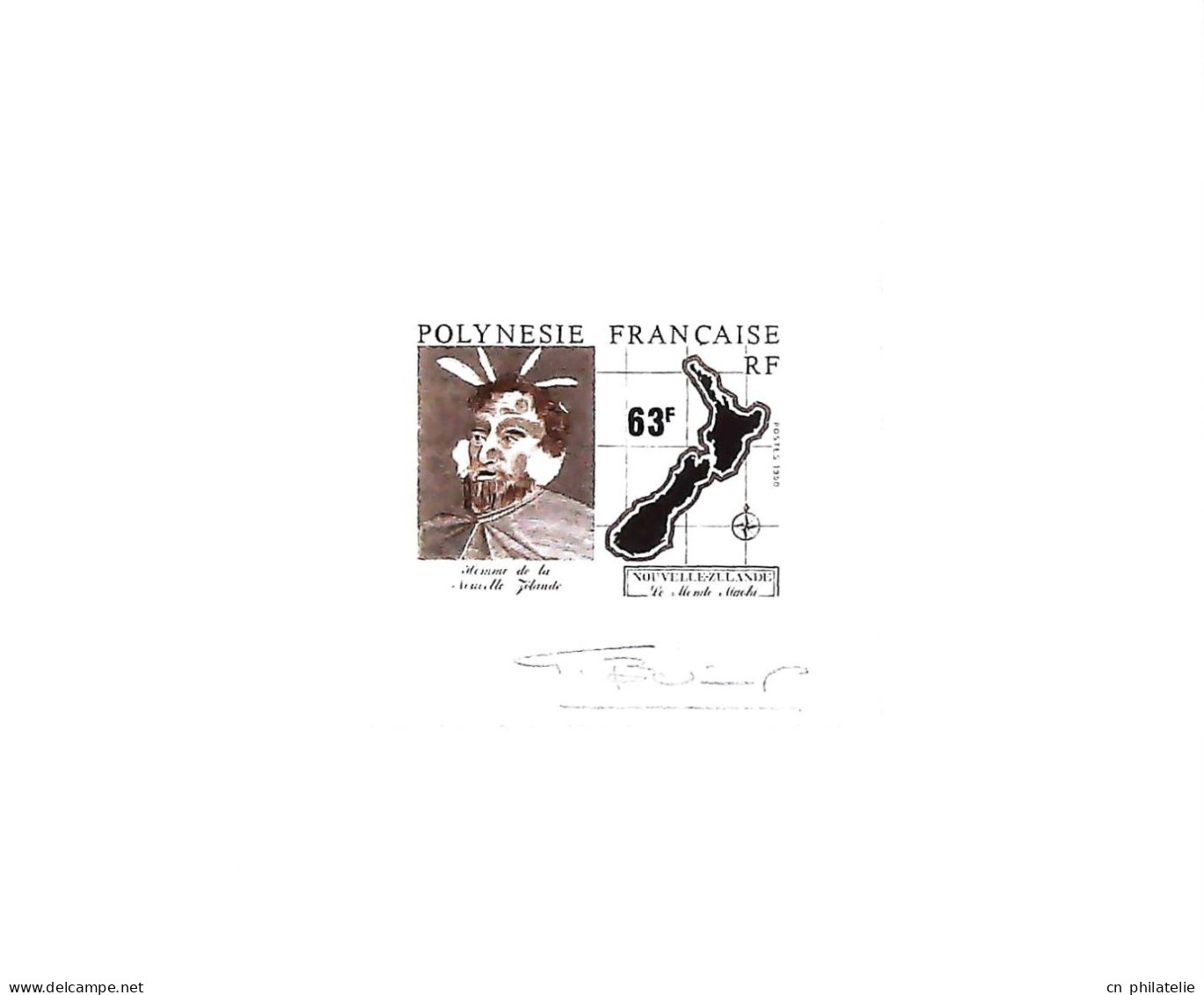 POLYNESIE FRANCAISE  EPREUVE D'ARTISTE DU TIMBRE N°356. NEUVE - SIGNEE. RARE - Imperforates, Proofs & Errors