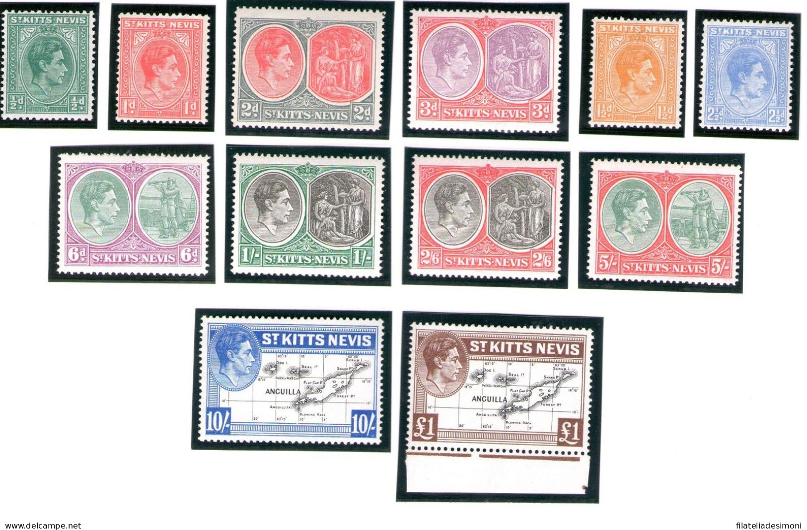 1938 ST. KITTS NEVIS - Giorgio VI. - Serie Di 12 Valori - Stanley Gibbons N. 68a/77 - MNH** - Sonstige & Ohne Zuordnung