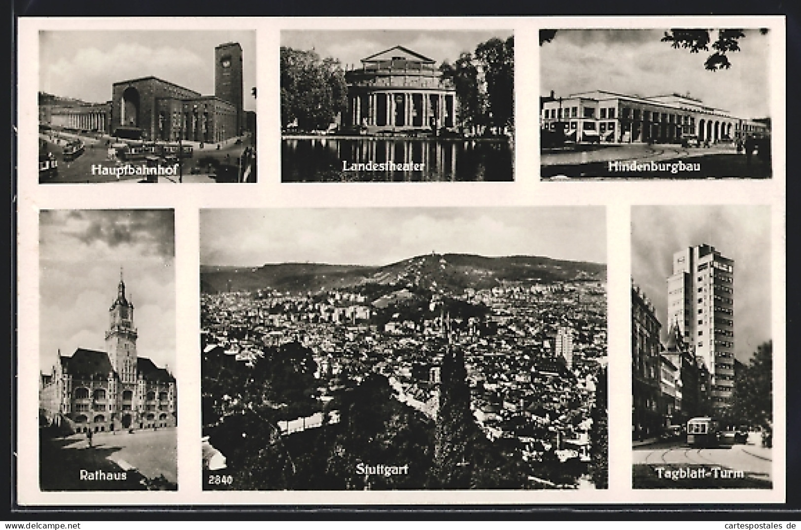 AK Stuttgart, Hauptbahnhof, Tagblatt-Turm, Hindenburgbau  - Stuttgart