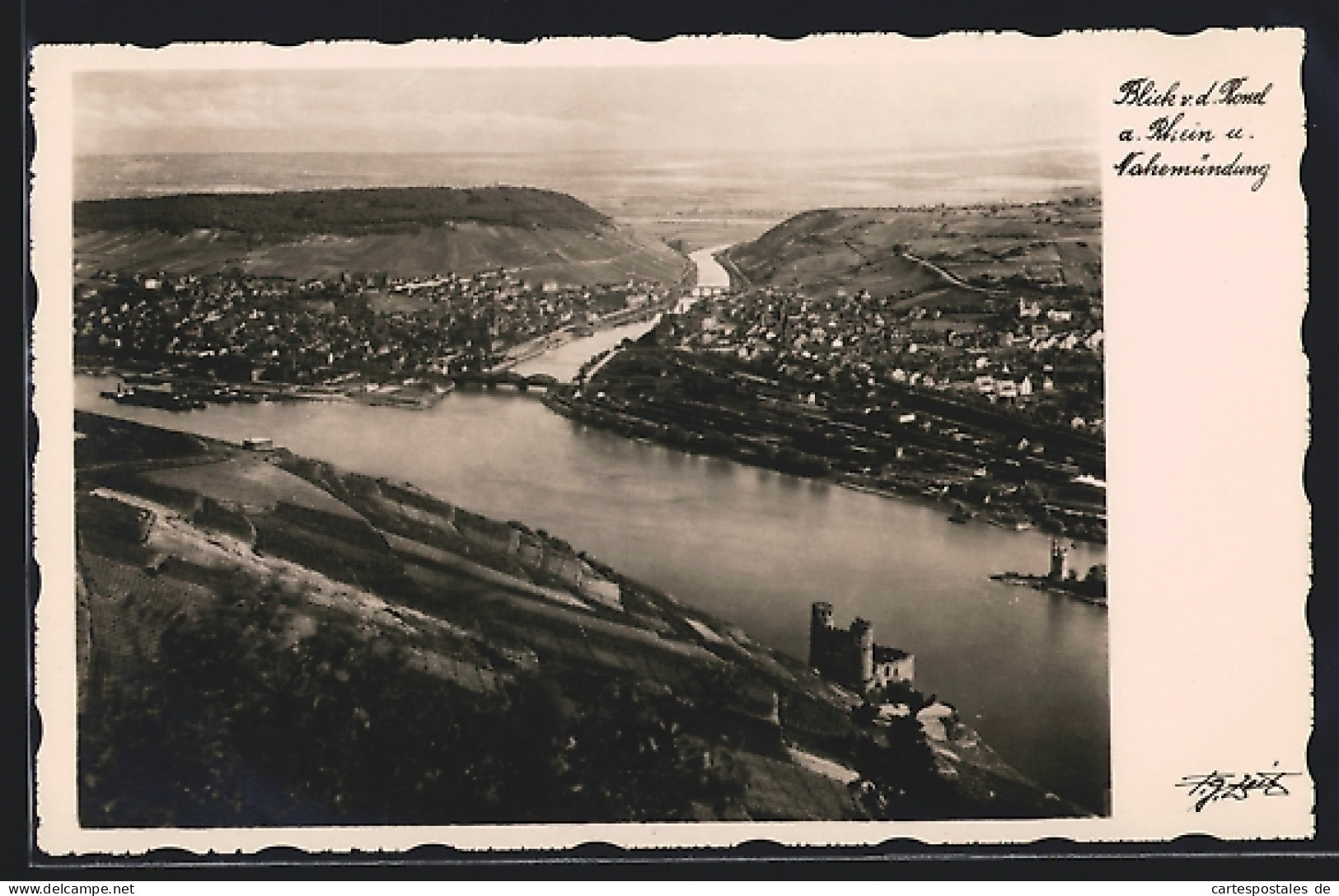 AK Bingen / Rhein, Blick Von Der Ruine Rossel Auf Rhein Und Nahemündung  - Bingen