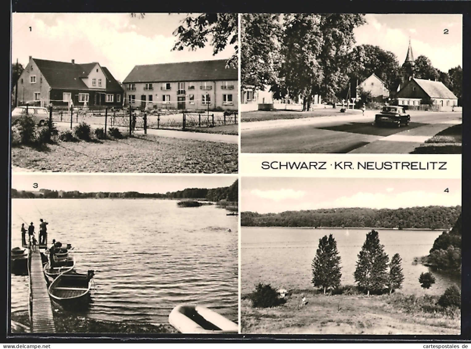 AK Schwarz B. Neustrelitz, Ferienheim Des VEB Kreisbetriebs, Bootshafen Am Zethner See, Am Schwarzen See  - Neustrelitz