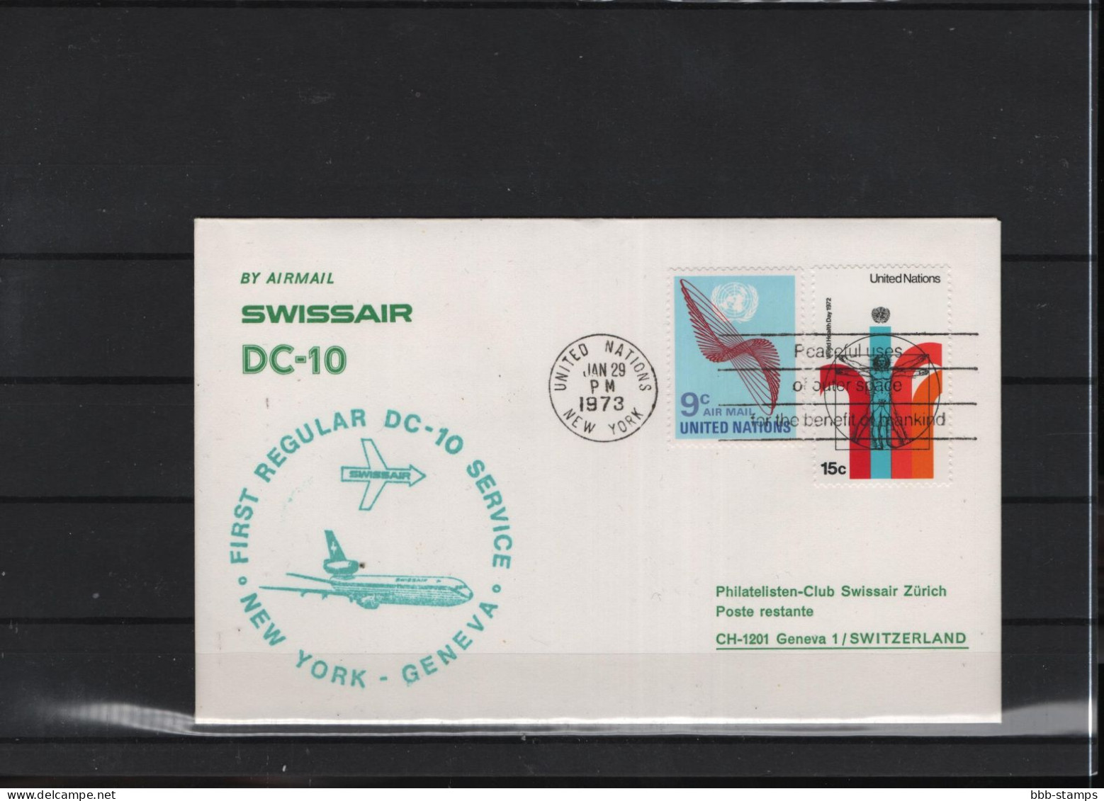 Schweiz Luftpost FFC Swissair  2.5..1972 New York - Genf - Erst- U. Sonderflugbriefe