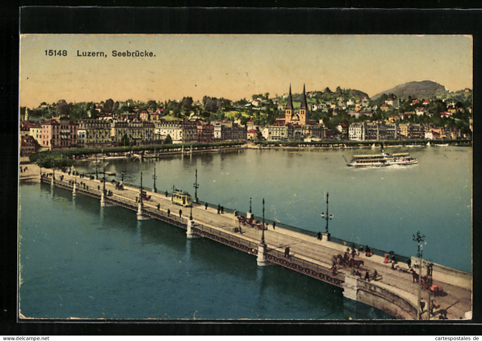 AK Luzern, Strassenbahn Auf Der Seebrücke  - Tramways