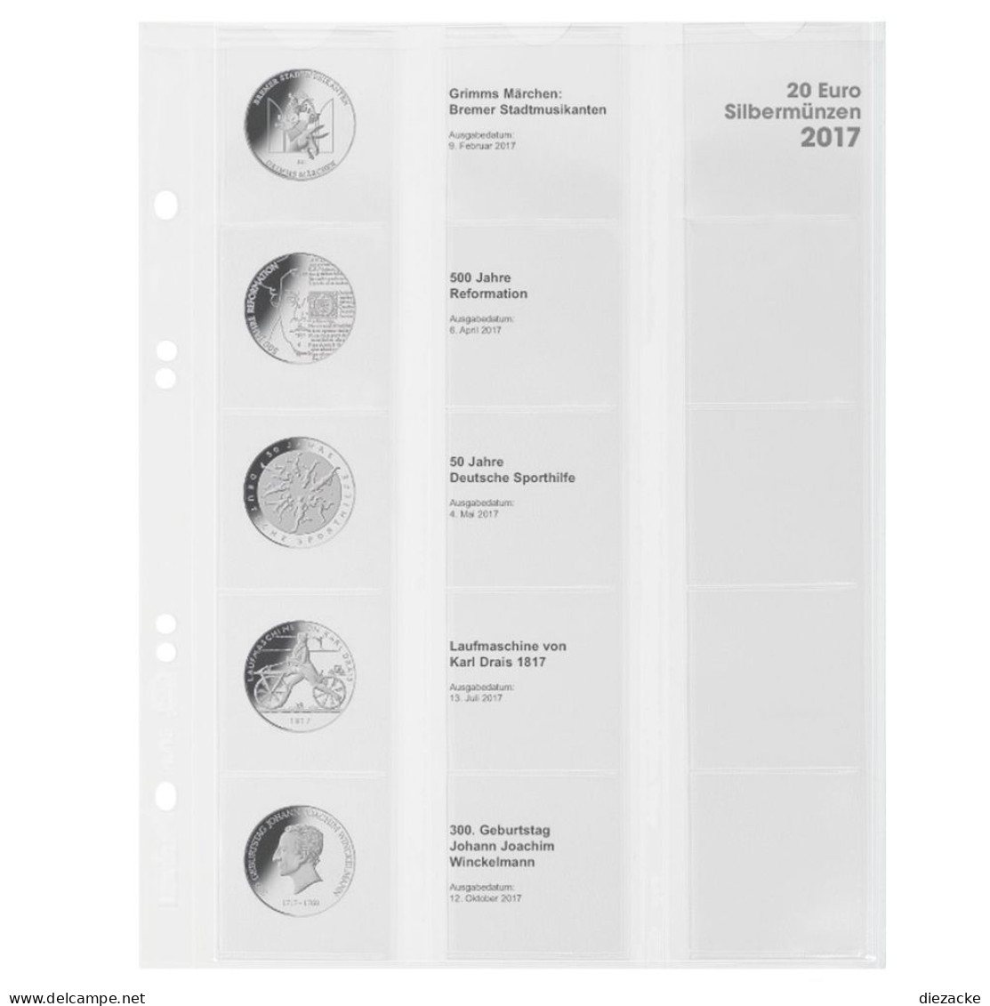 Lindner Vordruckblatt Publica M Für 20 Euro-Silbermünzen MU20E17 Neu - Supplies And Equipment