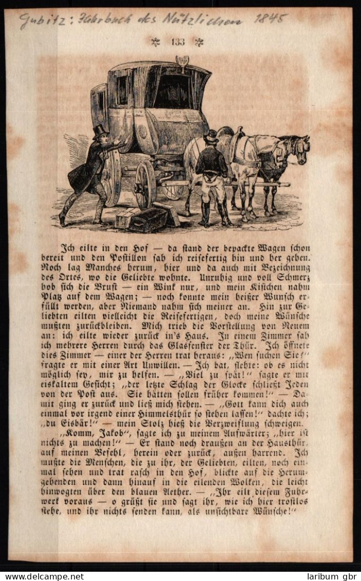 Vorphila Seite Aus Dem Jahrbuch Des Nützlichen Von 1845 Mit Postkutsche #IO620 - Vorphilatelie